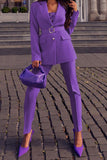 hulianfu Casual Solid Patchwork Turn-back Collar Long Sleeve Two Pieces