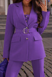 hulianfu Casual Solid Patchwork Turn-back Collar Long Sleeve Two Pieces