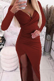 hulianfu Sexy Solid Color V Neck One Step Skirt Dresses(5 Colors)