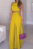 hulianfu Sweet Simplicity Solid With Belt Solid Color O Neck Sleeveless Two Pieces(3 Colors)