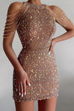 hulianfu Sexy Solid Sequins Patchwork Strapless Wrapped Skirt Dresses(4 Colors)