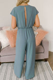 hulianfu Fashion Street Solid Backless V Neck Loose Jumpsuits