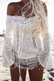 hulianfu Solid Embroidered Off the Shoulder Tops