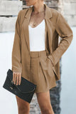 hulianfu Casual Simplicity Solid Turndown Collar Long Sleeve Two Pieces(5 Colors)