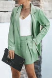 hulianfu Casual Simplicity Solid Turndown Collar Long Sleeve Two Pieces(5 Colors)
