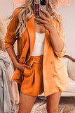hulianfu Casual Simplicity Solid Turndown Collar Long Sleeve Two Pieces(5 Colors)