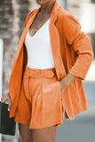hulianfu Casual Simplicity Solid Turndown Collar Long Sleeve Two Pieces(5 Colors)