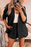 hulianfu Casual Simplicity Solid Turndown Collar Long Sleeve Two Pieces(5 Colors)