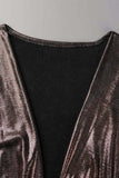hulianfu Celebrities Elegant Solid Fold V Neck A Line Dresses(4 Colors)