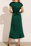 hulianfu Celebrities Elegant Solid Bandage U Neck Dresses(6 Colors)