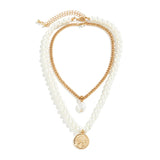 hulianfu Casual Geometric Patchwork Pearl Necklaces
