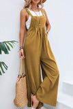 hulianfu Casual Vacation Solid Buttons Square Collar Loose Jumpsuits(10 Colors)