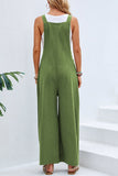 hulianfu Casual Vacation Solid Buttons Square Collar Loose Jumpsuits(10 Colors)