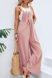 hulianfu Casual Vacation Solid Buttons Square Collar Loose Jumpsuits(10 Colors)
