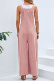 hulianfu Casual Vacation Solid Buttons Square Collar Loose Jumpsuits(10 Colors)