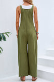 hulianfu Casual Vacation Solid Buttons Square Collar Loose Jumpsuits(10 Colors)