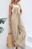 hulianfu Casual Vacation Solid Buttons Square Collar Loose Jumpsuits(10 Colors)