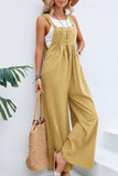 hulianfu Casual Vacation Solid Buttons Square Collar Loose Jumpsuits(10 Colors)