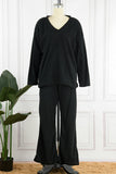 hulianfu Casual Solid Solid Color V Neck Two Pieces(5 Colors)