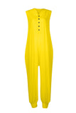 hulianfu Casual Solid Buckle Hooded Collar Loose Jumpsuits(10 Colors)