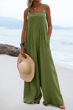 hulianfu Casual Solid Split Joint Square Collar Loose Jumpsuits（7 colors）