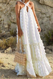 hulianfu Casual British Style Solid Patchwork Halter A Line Dresses(6 Colors)