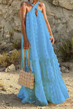 hulianfu Casual British Style Solid Patchwork Halter A Line Dresses(6 Colors)