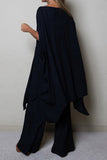hulianfu Casual Solid Solid Color O Neck Long Sleeve Two Pieces