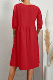 hulianfu Casual Simplicity Solid Solid Color O Neck A Line Dresses(8 Colors)