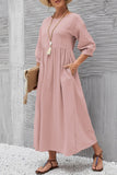 hulianfu Casual Solid Solid Color O Neck A Line Dresses(11 Colors)