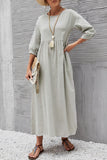 hulianfu Casual Solid Solid Color O Neck A Line Dresses(11 Colors)