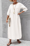 hulianfu Casual Solid Solid Color O Neck A Line Dresses(11 Colors)