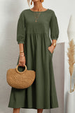 hulianfu Casual Solid Solid Color O Neck A Line Dresses(11 Colors)