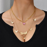 hulianfu Casual Butterfly Patchwork Chains Necklaces