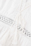 hulianfu - Sweet Elegant Solid Tassel Embroidered Hollowed Out V Neck A Line Dresses