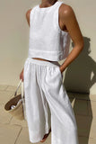 hulianfu Casual Simplicity Solid O Neck Sleeveless Two Pieces(5 Colors)