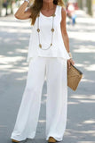 hulianfu Casual Simplicity Solid Pocket O Neck Sleeveless Two Pieces