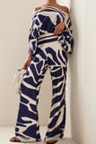 hulianfu Casual Elegant Print Patchwork Off the Shoulder Long Sleeve Two Pieces(13 Colors)