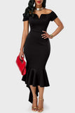 hulianfu Celebrities Elegant Solid V Neck One Step Skirt Dresses(3 Colors)