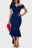 hulianfu Celebrities Elegant Solid V Neck One Step Skirt Dresses(3 Colors)
