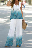 hulianfu Casual Print Patchwork O Neck Sleeveless Two Pieces(9 Colors)