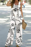 hulianfu Casual Print Patchwork O Neck Sleeveless Two Pieces(9 Colors)