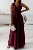 hulianfu Celebrities Elegant Solid With Belt V Neck Evening Dress Dresses(4 Colors)