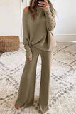 hulianfu Fashion British Style Solid O Neck Long Sleeve Two Pieces(4 colors)