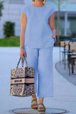 hulianfu Casual Simplicity Solid Solid Color Short Sleeve Two Pieces(6 Colors)