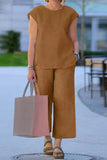 hulianfu Casual Simplicity Solid Solid Color Short Sleeve Two Pieces(6 Colors)