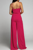 hulianfu Celebrities Simplicity Solid Slit Solid Color Square Collar Regular Jumpsuits(6 Colors)
