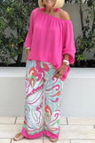 hulianfu Casual British Style Print Patchwork Off the Shoulder Long Sleeve Two Pieces(3 Colors)