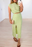 hulianfu Sweet Elegant Solid Slit Fold Half A Turtleneck Two Pieces(5 Colors)