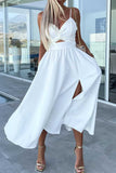 hulianfu Sexy Celebrities Solid Hollowed Out Pocket Slit V Neck Evening Dress Dresses(4 Colors)